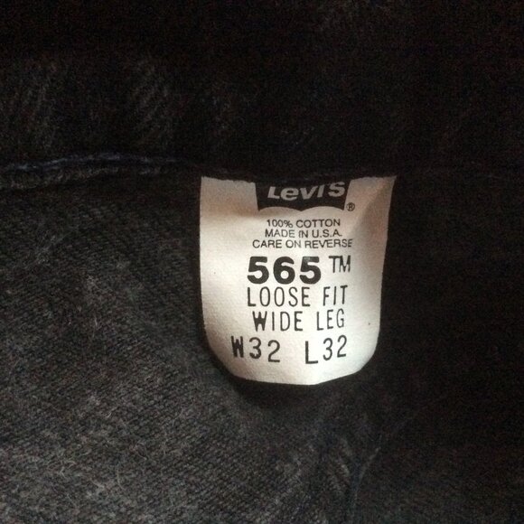 Levis 565 Black 90s VTG Rare Orange Tab Loose Fit Wide Leg EUC Jeans Size 32x32 - Picture 5 of 6